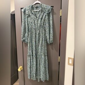Maje Blue Floral Long Sleeve Dress